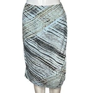 BCBG Maxazria Skirt Womens Small Blue Zig Zag Stripe Pencil Straight Y2K Vintage